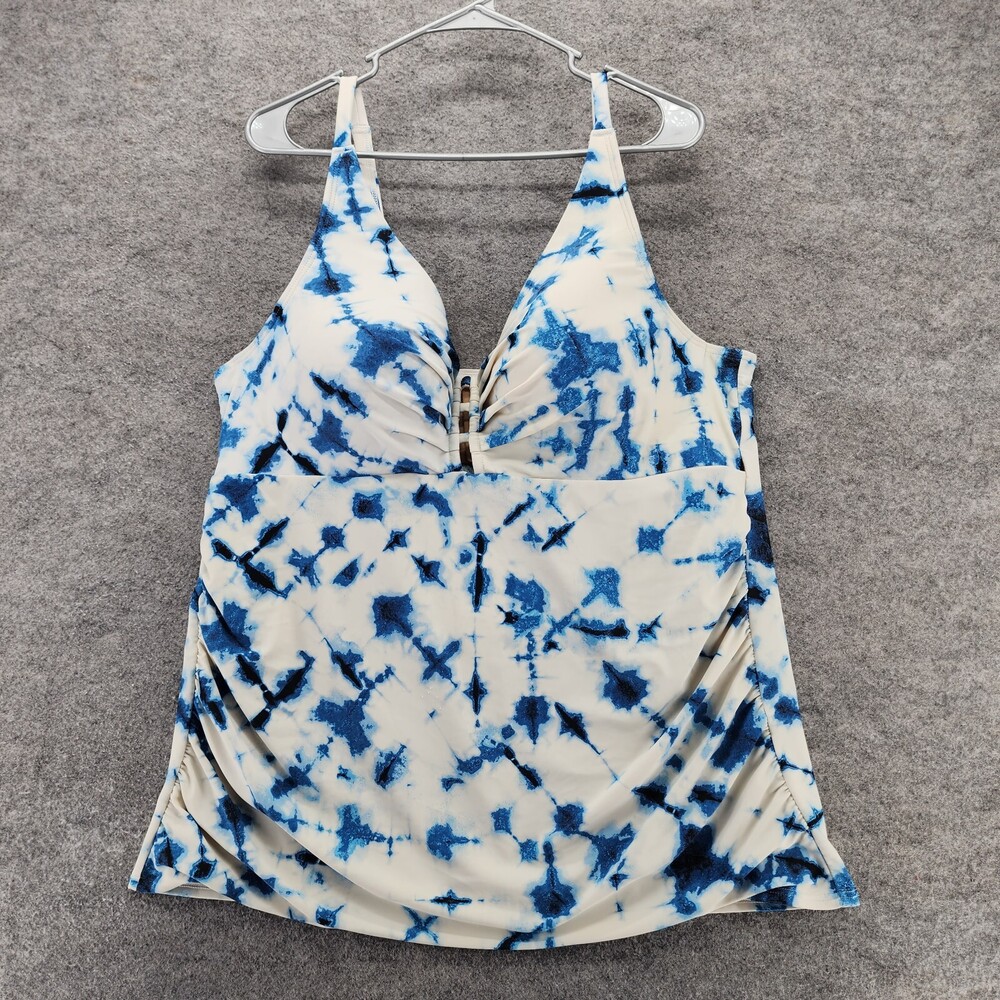 Swim by Cacique Tankini Womens 44D Balconette Blue Tie Dye